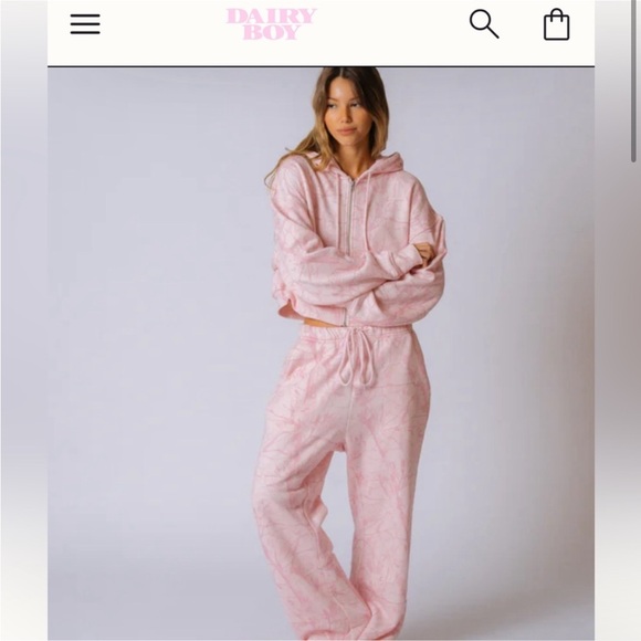 Dairy Boy Other - Dairy Boy bubblegum Pink crop Hoodie and Sweatpants Set small